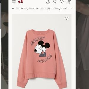 DIVIDED by H&M Dusty Pink Mickey Mouse Sweater XS